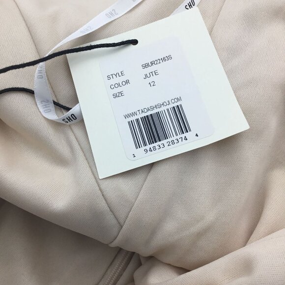 Tadashi Sho Tan Plunge V-Neck LS Lined Embroidered Lace Mini Dress 12 NWT - Picture 8 of 9